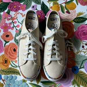 Keds x rifle paper triple kick mule raffia